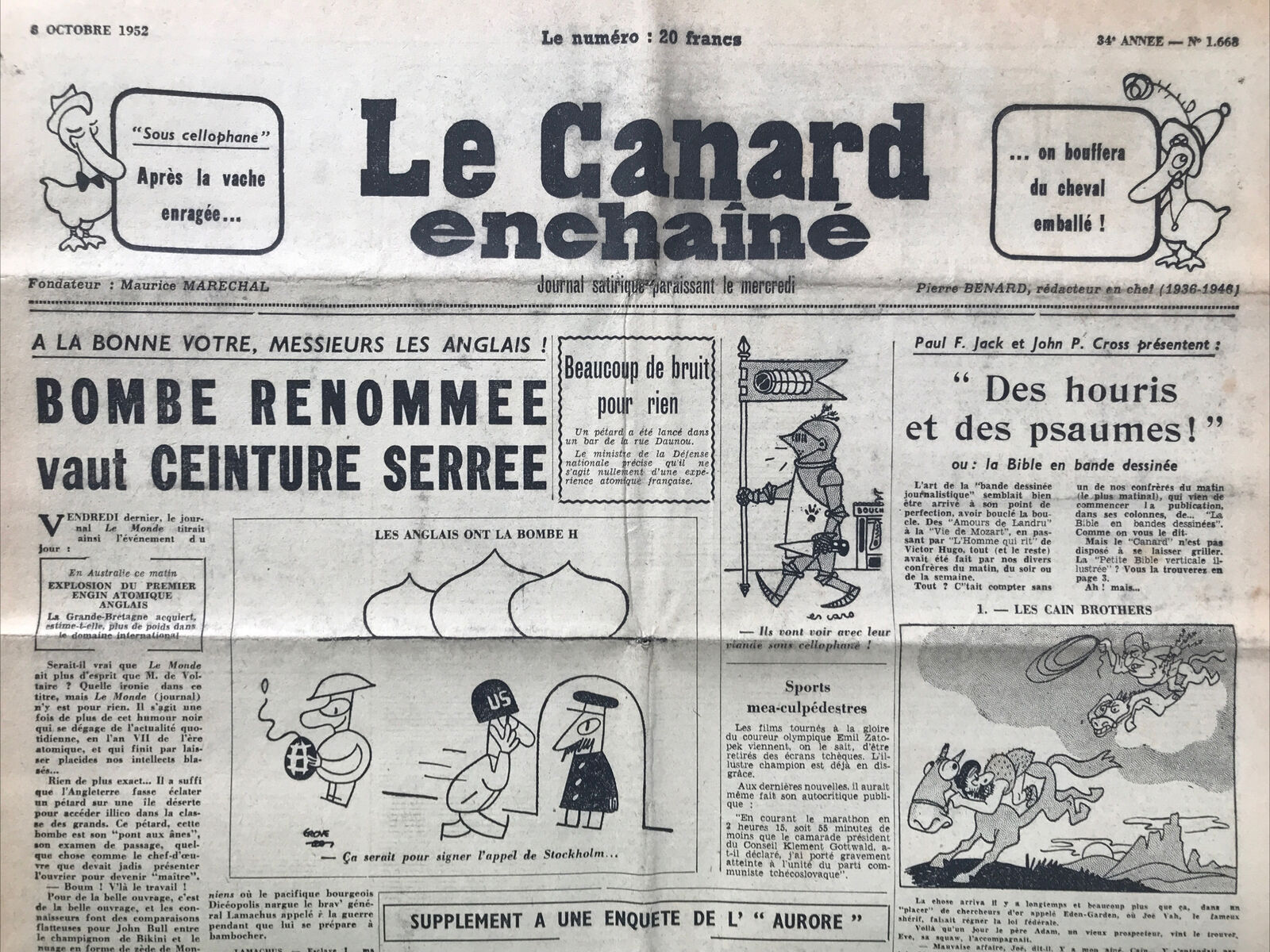 Couac ! | Acheter un Canard | Vente d'Anciens Journaux du Canard Enchaîné. Des Journaux Satiriques de Collection, Historiques & Authentiques de 1916 à 2004 ! | 1668