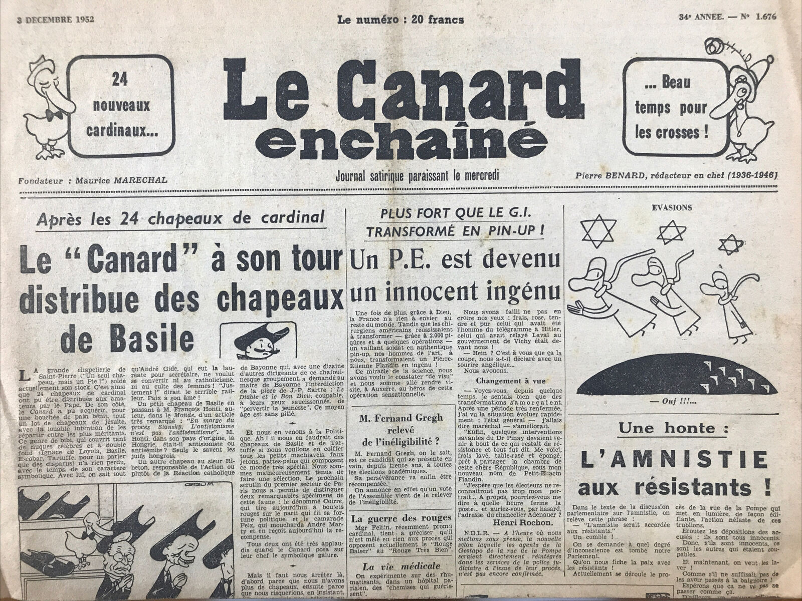 Couac ! | Acheter un Canard | Vente d'Anciens Journaux du Canard Enchaîné. Des Journaux Satiriques de Collection, Historiques & Authentiques de 1916 à 2004 ! | 1676