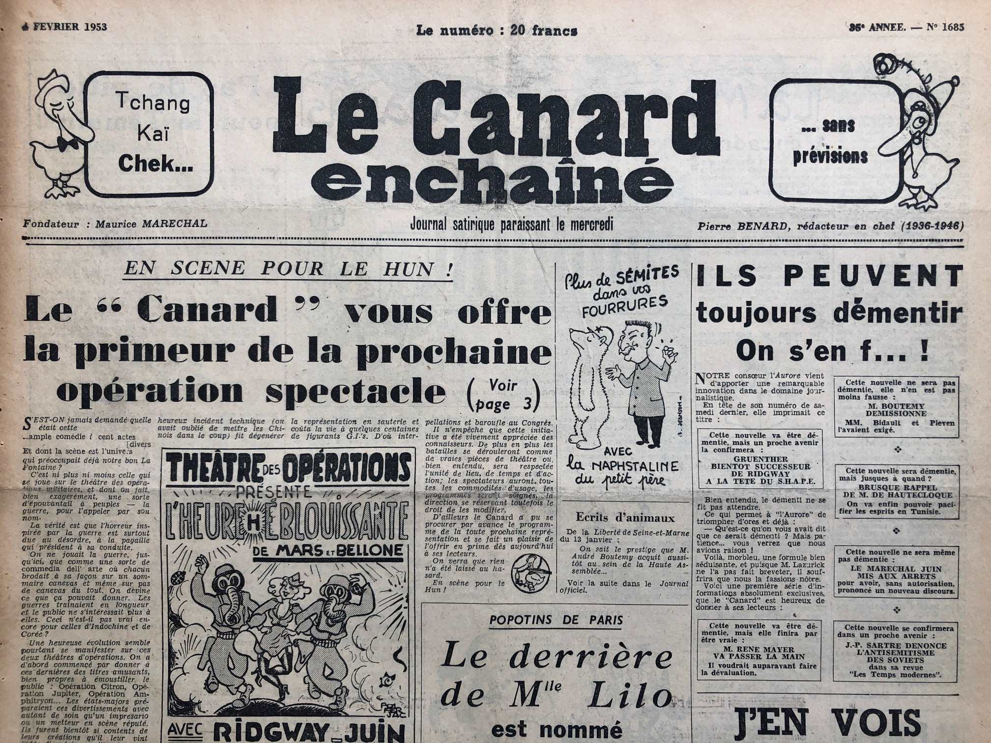 Couac ! | Acheter un Canard | Vente d'Anciens Journaux du Canard Enchaîné. Des Journaux Satiriques de Collection, Historiques & Authentiques de 1916 à 2004 ! | 1685 1