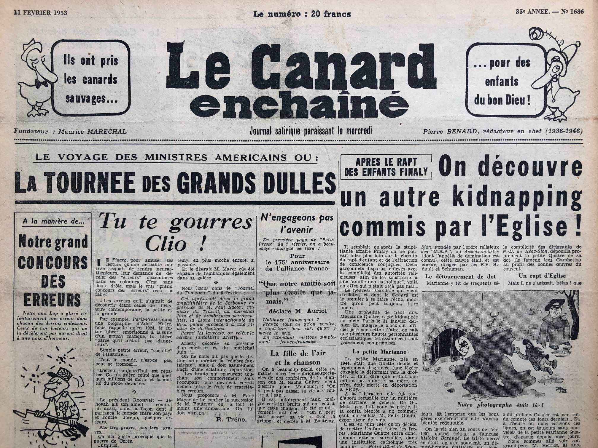 Couac ! | Acheter un Canard | Vente d'Anciens Journaux du Canard Enchaîné. Des Journaux Satiriques de Collection, Historiques & Authentiques de 1916 à 2004 ! | 1686 1