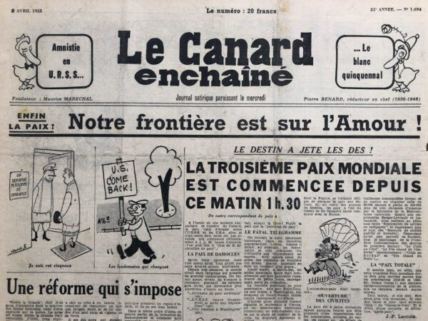 Couac ! | N° 1694 du Canard Enchaîné - 8 Avril 1953 | URSS - USA - Maurice Thorez, Antoine Pinay, Queuille - Annapurna, Georges Méliès - Charles Boyer - Le salaire de la peur - | 1694 1