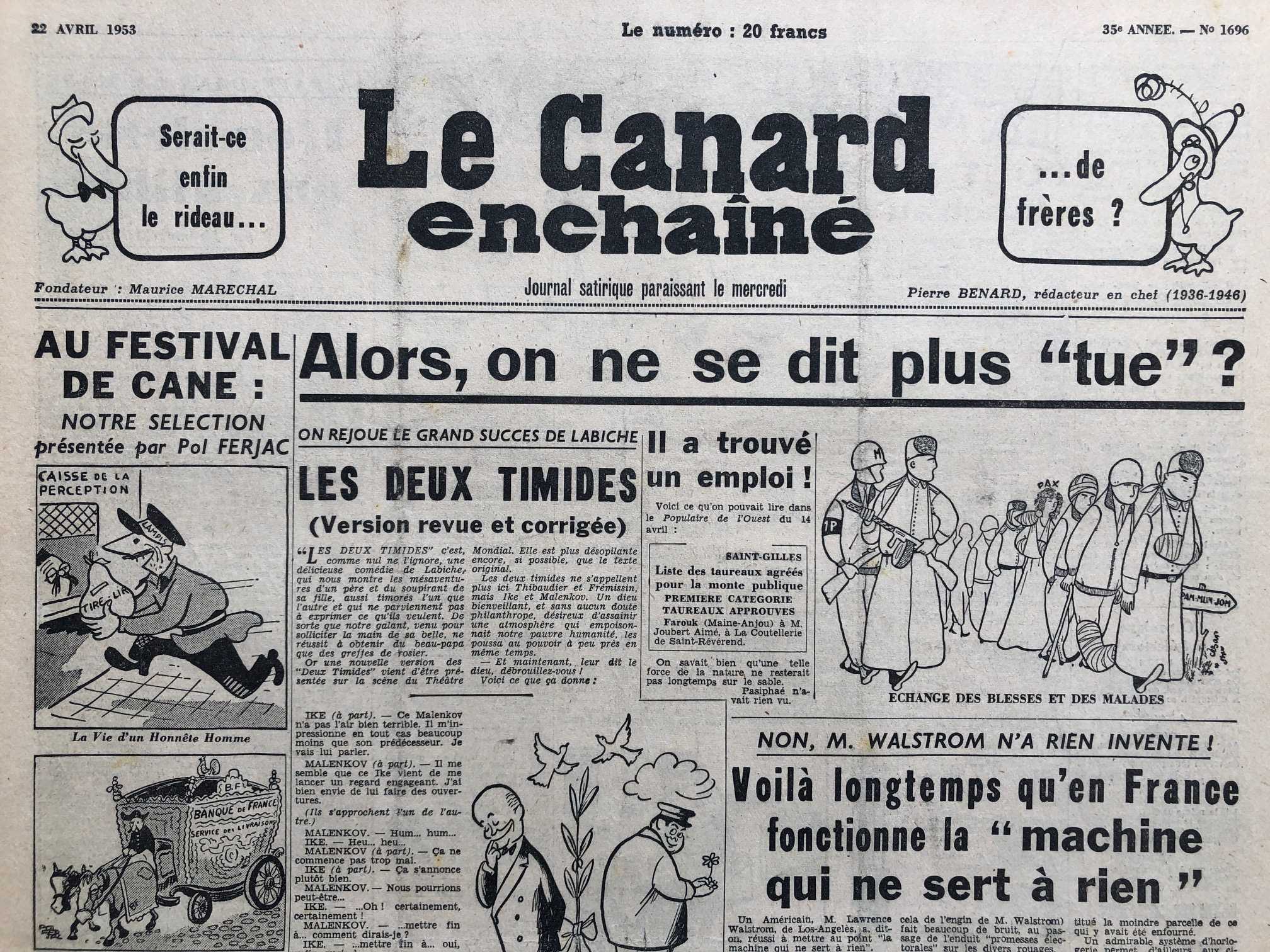 Couac ! | Acheter un Canard | Vente d'Anciens Journaux du Canard Enchaîné. Des Journaux Satiriques de Collection, Historiques & Authentiques de 1916 à 2004 ! | 1696 1