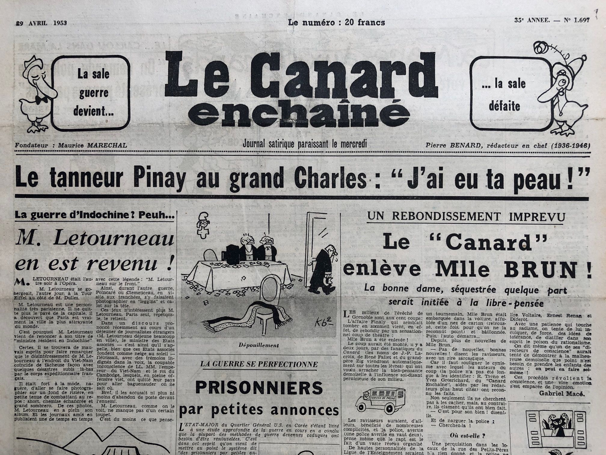 Couac ! | Acheter un Canard | Vente d'Anciens Journaux du Canard Enchaîné. Des Journaux Satiriques de Collection, Historiques & Authentiques de 1916 à 2004 ! | 1697 2