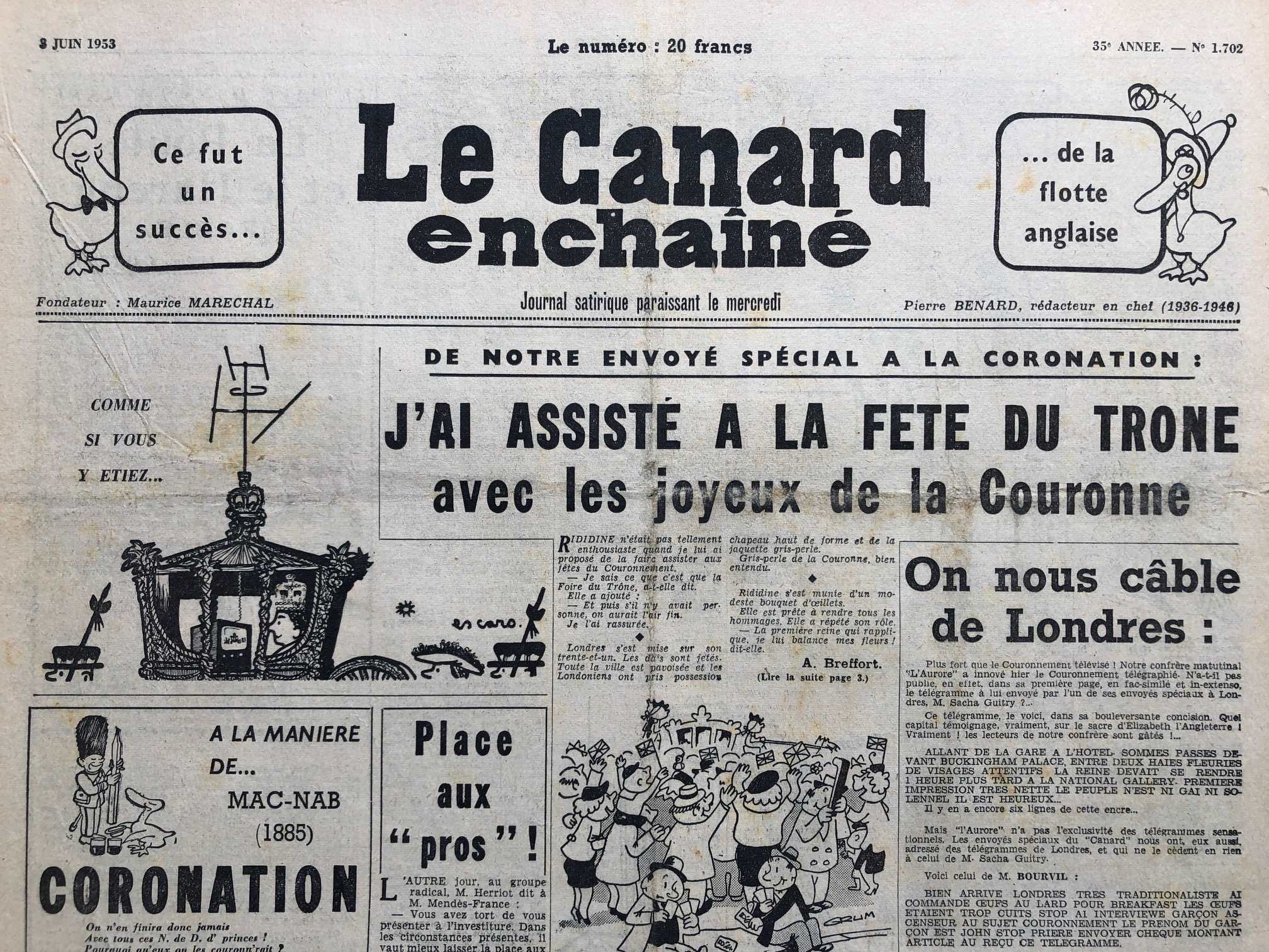 Couac ! | Acheter un Canard | Vente d'Anciens Journaux du Canard Enchaîné. Des Journaux Satiriques de Collection, Historiques & Authentiques de 1916 à 2004 ! | 1702 1