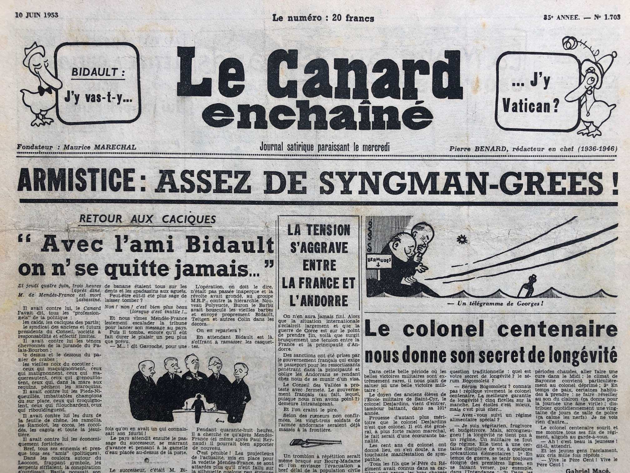 Couac ! | Acheter un Canard | Vente d'Anciens Journaux du Canard Enchaîné. Des Journaux Satiriques de Collection, Historiques & Authentiques de 1916 à 2004 ! | 1703 1