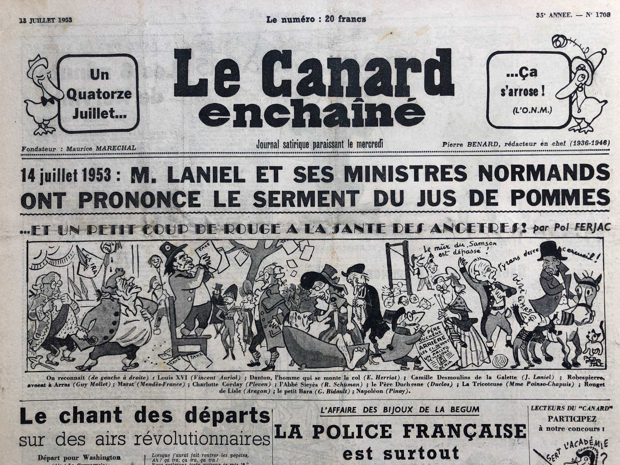 Couac ! | Acheter un Canard | Vente d'Anciens Journaux du Canard Enchaîné. Des Journaux Satiriques de Collection, Historiques & Authentiques de 1916 à 2004 ! | 1708 1