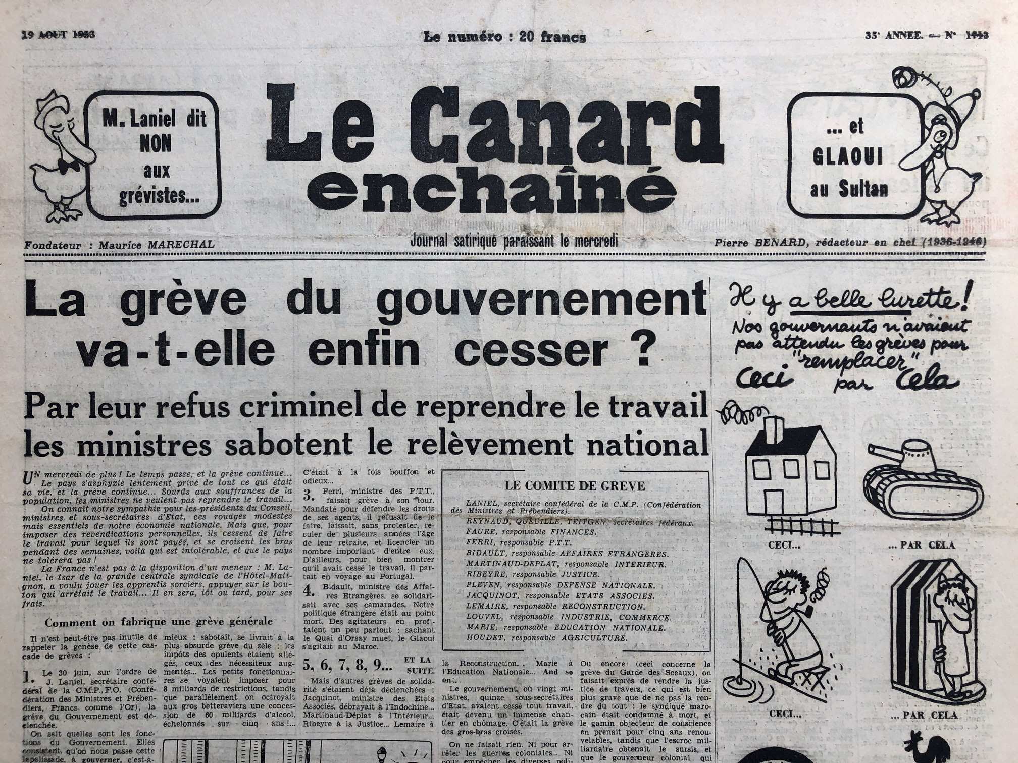 Couac ! | Acheter un Canard | Vente d'Anciens Journaux du Canard Enchaîné. Des Journaux Satiriques de Collection, Historiques & Authentiques de 1916 à 2004 ! | 1713 1