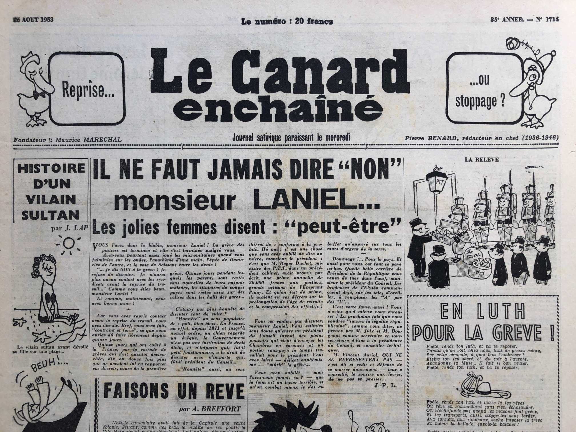 Couac ! | Acheter un Canard | Vente d'Anciens Journaux du Canard Enchaîné. Des Journaux Satiriques de Collection, Historiques & Authentiques de 1916 à 2004 ! | 1714 1