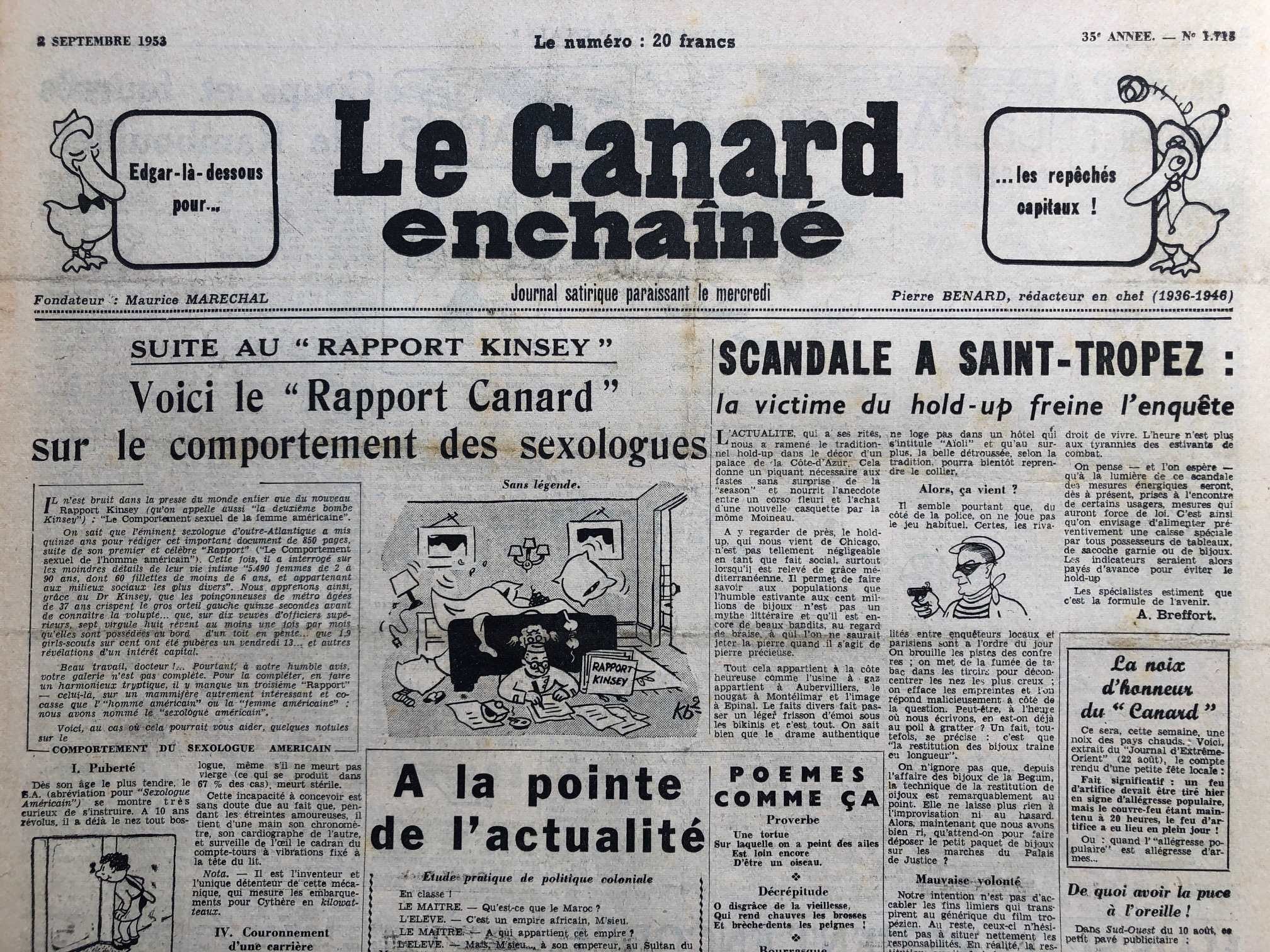 Couac ! | Acheter un Canard | Vente d'Anciens Journaux du Canard Enchaîné. Des Journaux Satiriques de Collection, Historiques & Authentiques de 1916 à 2004 ! | 1715 2