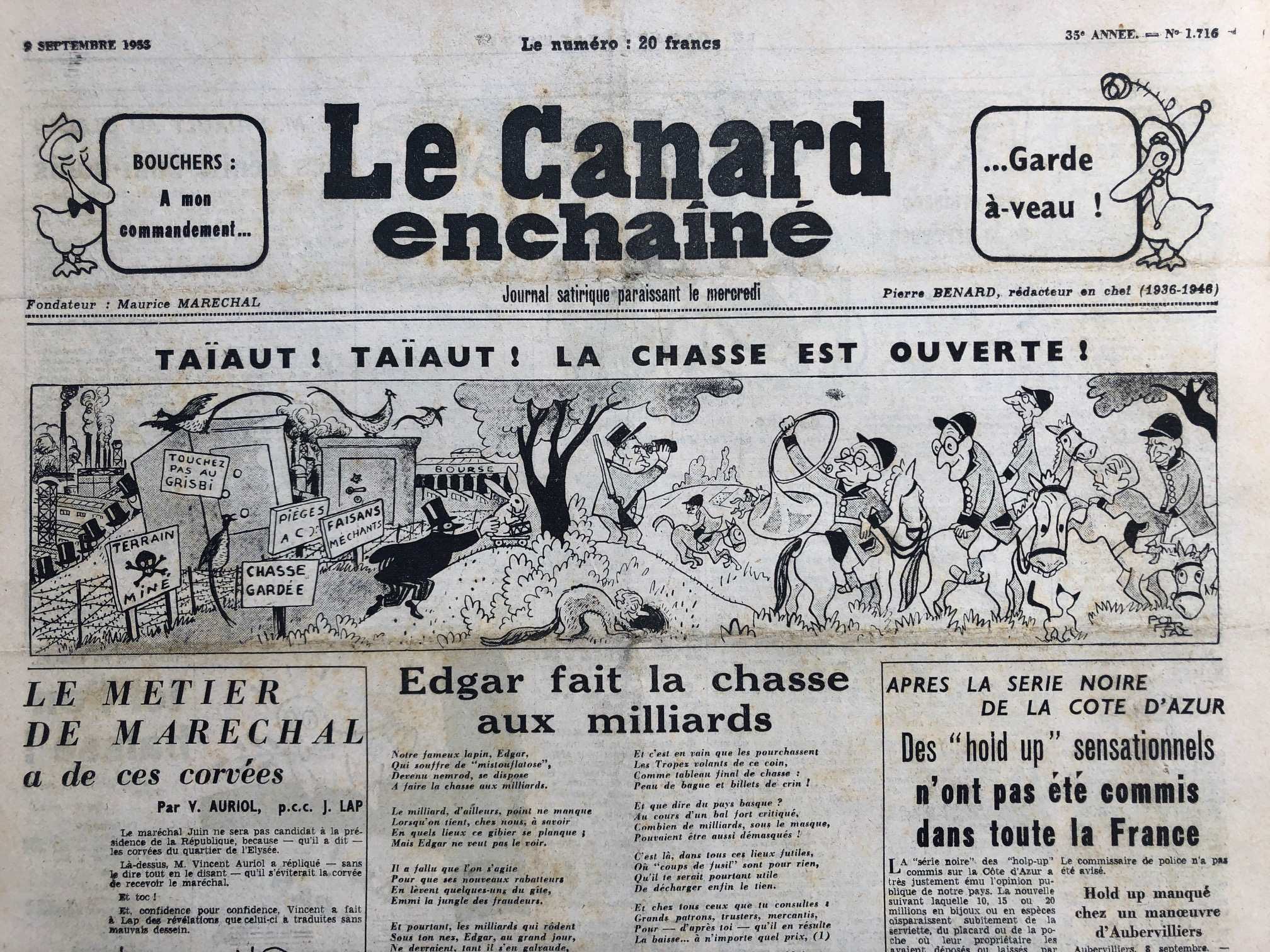 Couac ! | Acheter un Canard | Vente d'Anciens Journaux du Canard Enchaîné. Des Journaux Satiriques de Collection, Historiques & Authentiques de 1916 à 2004 ! | 1716 2