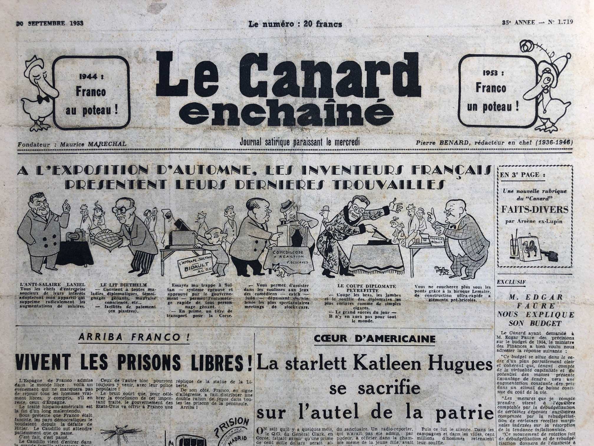 Couac ! | Acheter un Canard | Vente d'Anciens Journaux du Canard Enchaîné. Des Journaux Satiriques de Collection, Historiques & Authentiques de 1916 à 2004 ! | 1719 1