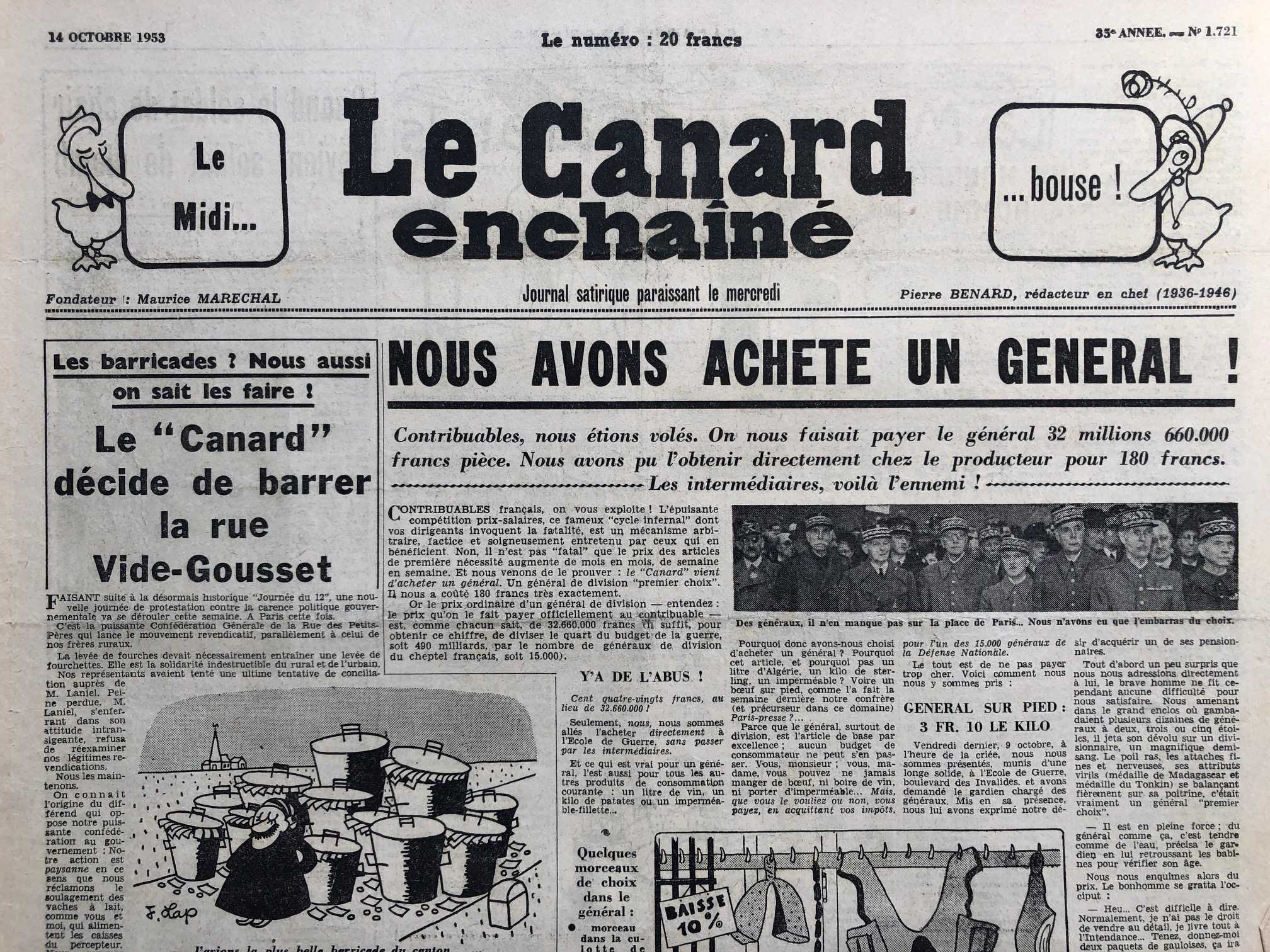 Couac ! | Acheter un Canard | Vente d'Anciens Journaux du Canard Enchaîné. Des Journaux Satiriques de Collection, Historiques & Authentiques de 1916 à 2004 ! | 1721 1