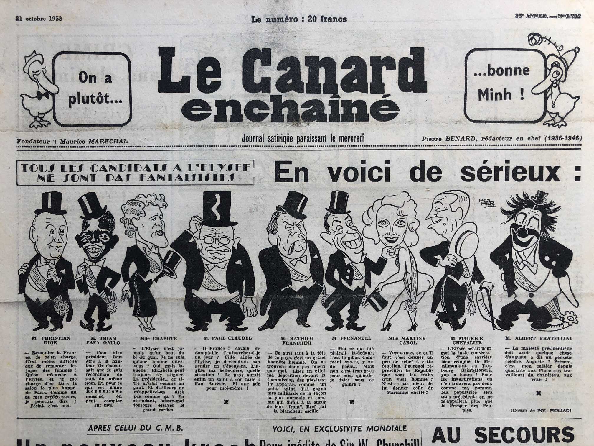 Couac ! | Acheter un Canard | Vente d'Anciens Journaux du Canard Enchaîné. Des Journaux Satiriques de Collection, Historiques & Authentiques de 1916 à 2004 ! | 1722 1