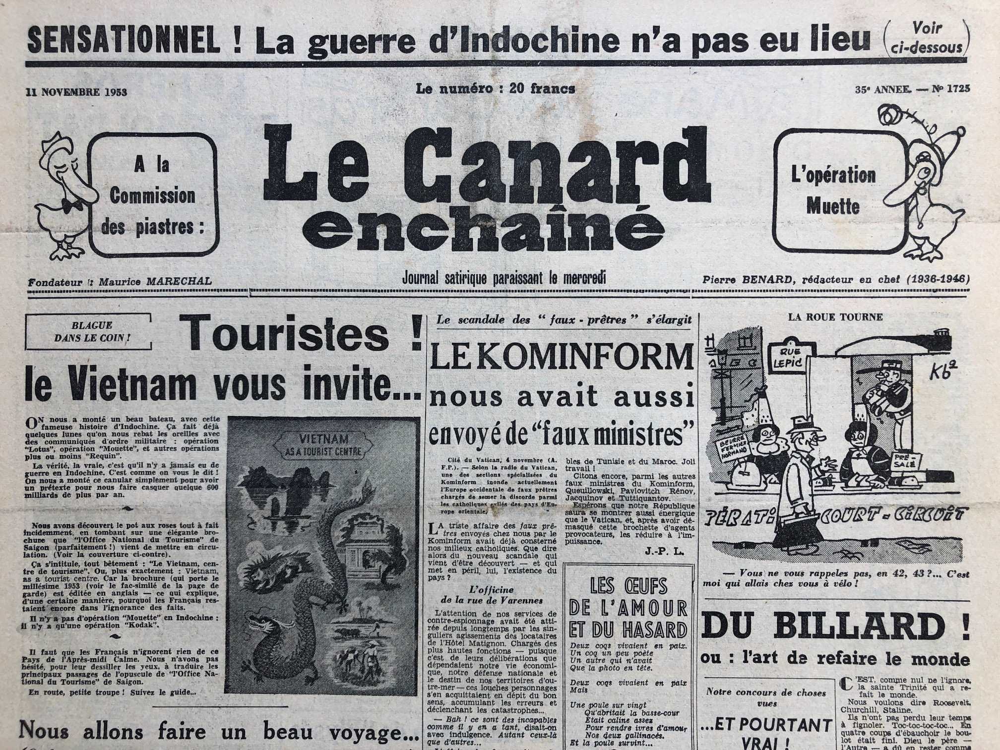 Couac ! | Acheter un Canard | Vente d'Anciens Journaux du Canard Enchaîné. Des Journaux Satiriques de Collection, Historiques & Authentiques de 1916 à 2004 ! | 1725 1