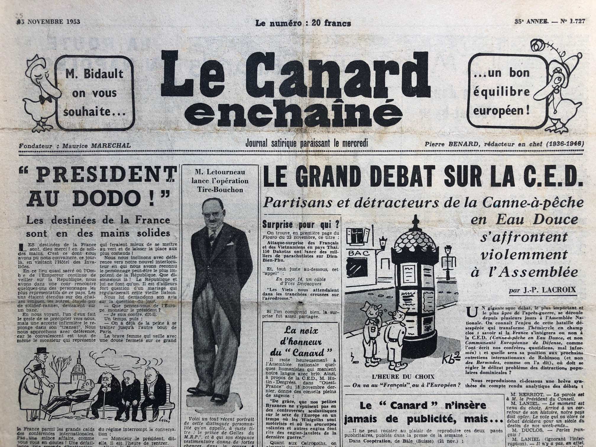 Couac ! | Acheter un Canard | Vente d'Anciens Journaux du Canard Enchaîné. Des Journaux Satiriques de Collection, Historiques & Authentiques de 1916 à 2004 ! | 1727 1