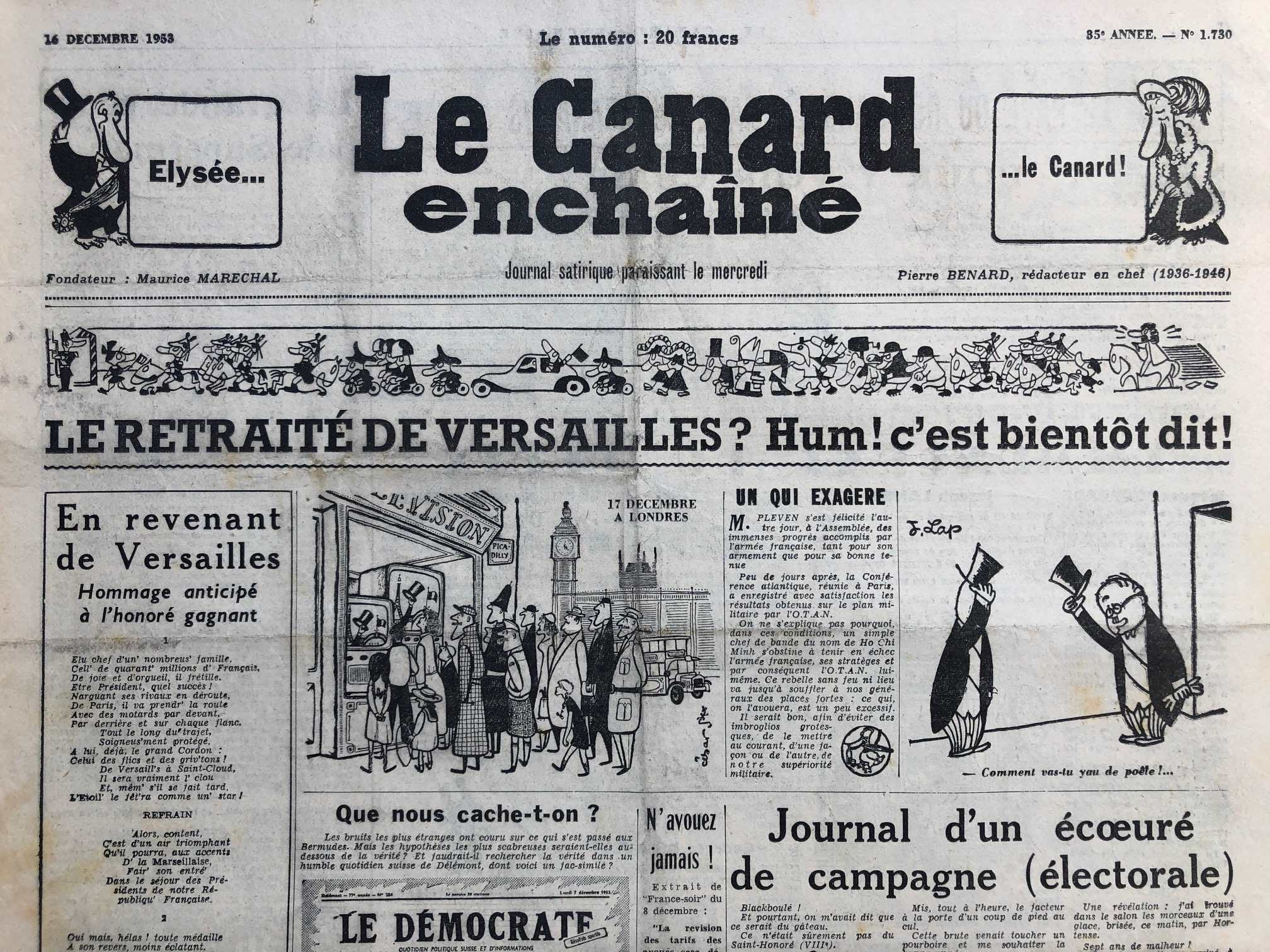 Couac ! | Acheter un Canard | Vente d'Anciens Journaux du Canard Enchaîné. Des Journaux Satiriques de Collection, Historiques & Authentiques de 1916 à 2004 ! | 1730 1