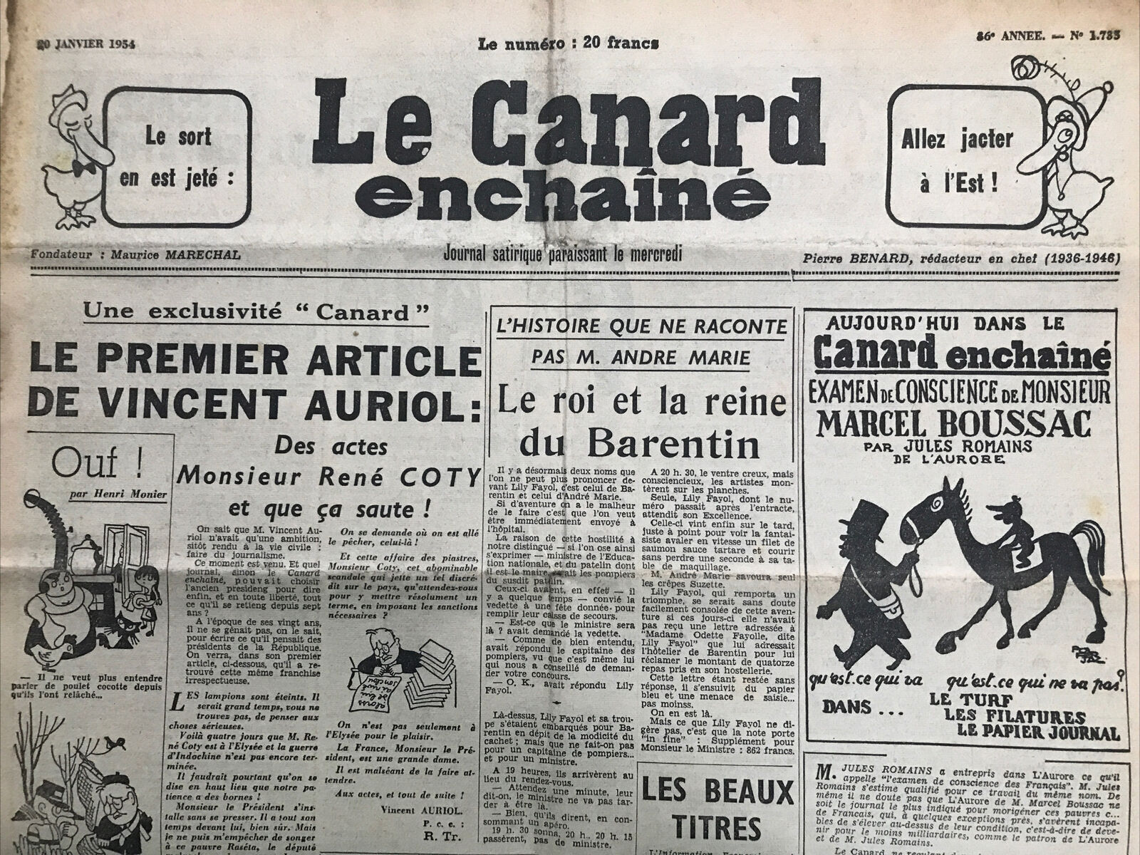 Couac ! | Acheter un Canard | Vente d'Anciens Journaux du Canard Enchaîné. Des Journaux Satiriques de Collection, Historiques & Authentiques de 1916 à 2004 ! | 1735