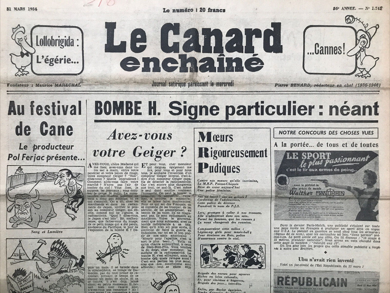 Couac ! | Acheter un Canard | Vente d'Anciens Journaux du Canard Enchaîné. Des Journaux Satiriques de Collection, Historiques & Authentiques de 1916 à 2004 ! | 1745