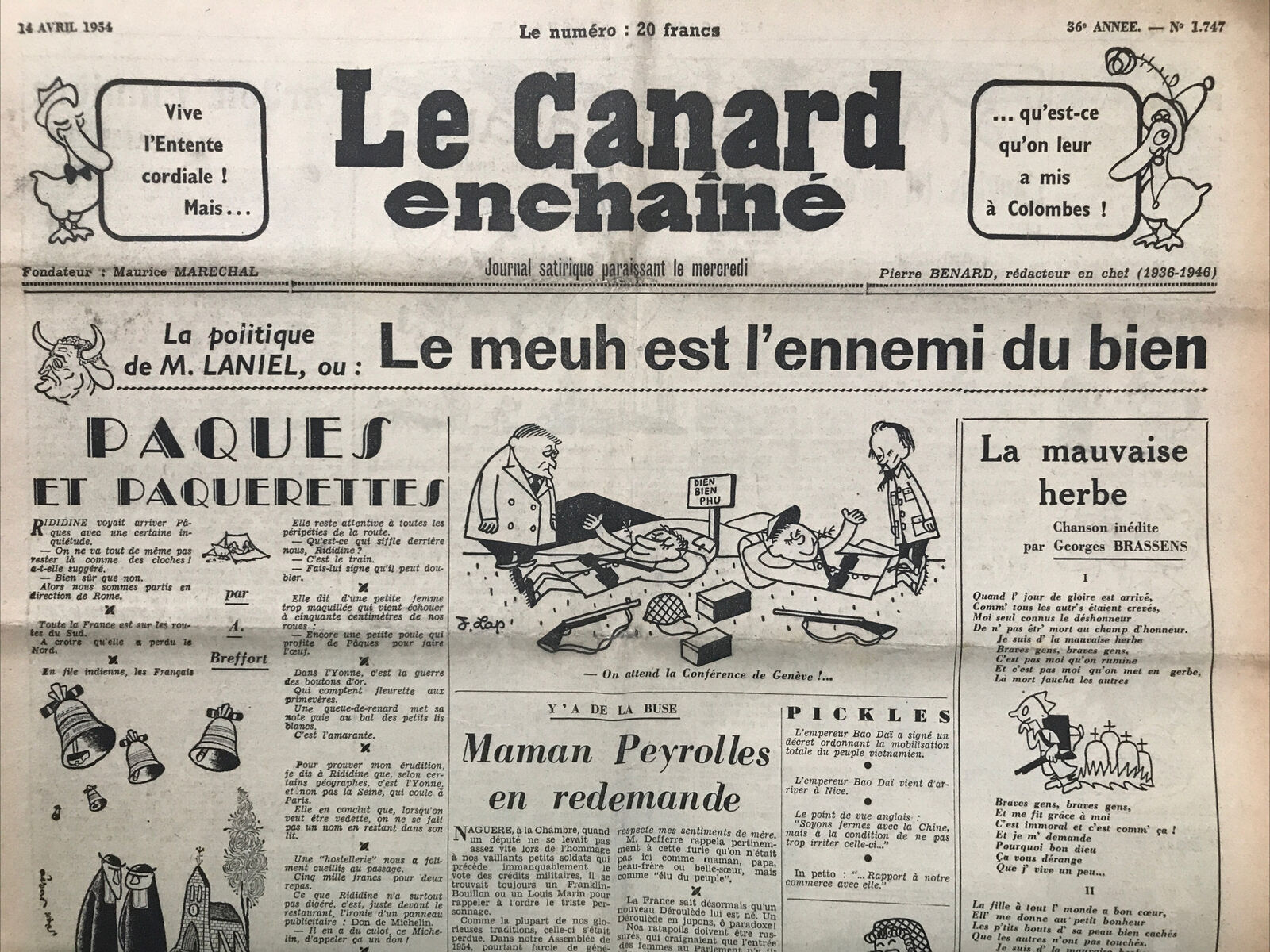 Couac ! | Acheter un Canard | Vente d'Anciens Journaux du Canard Enchaîné. Des Journaux Satiriques de Collection, Historiques & Authentiques de 1916 à 2004 ! | 1747