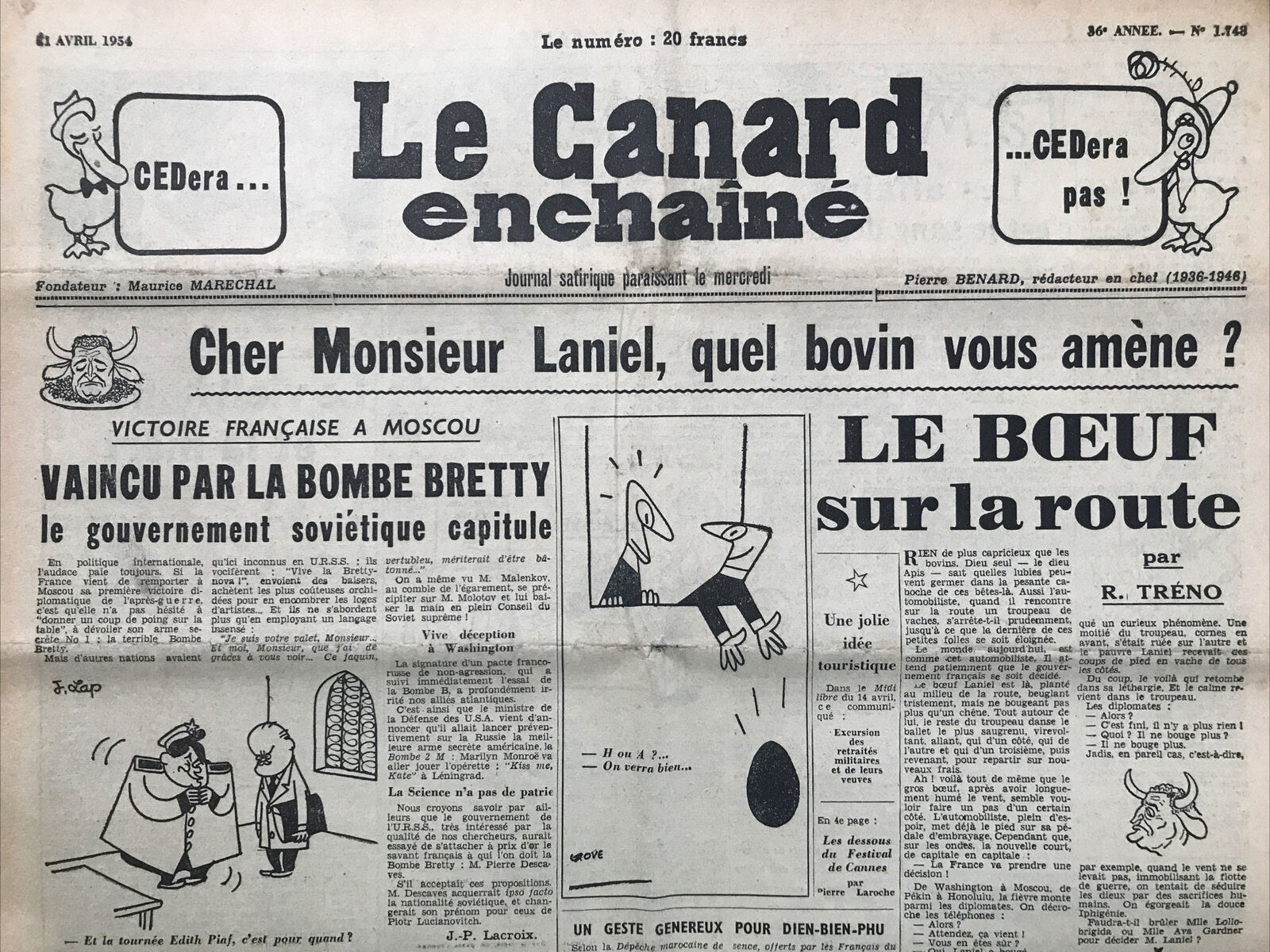 Couac ! | Acheter un Canard | Vente d'Anciens Journaux du Canard Enchaîné. Des Journaux Satiriques de Collection, Historiques & Authentiques de 1916 à 2004 ! | 1748