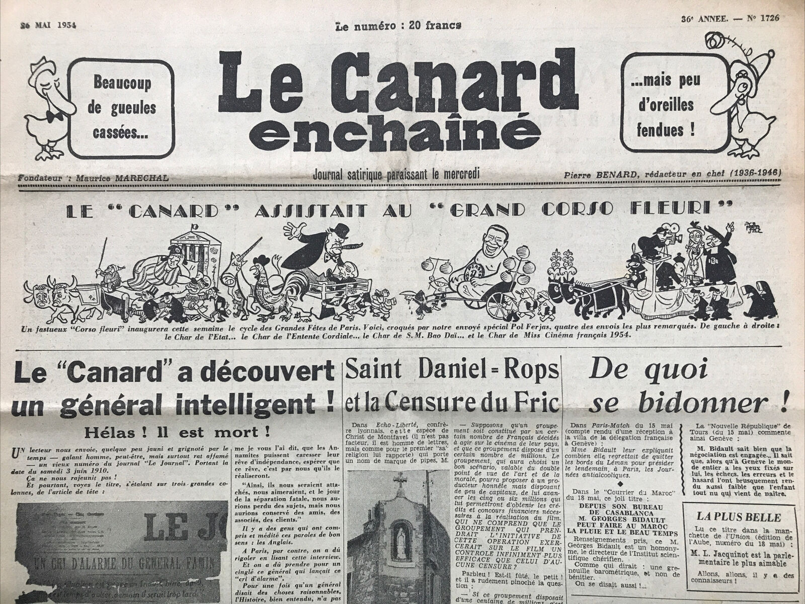 Couac ! | Acheter un Canard | Vente d'Anciens Journaux du Canard Enchaîné. Des Journaux Satiriques de Collection, Historiques & Authentiques de 1916 à 2004 ! | 1753