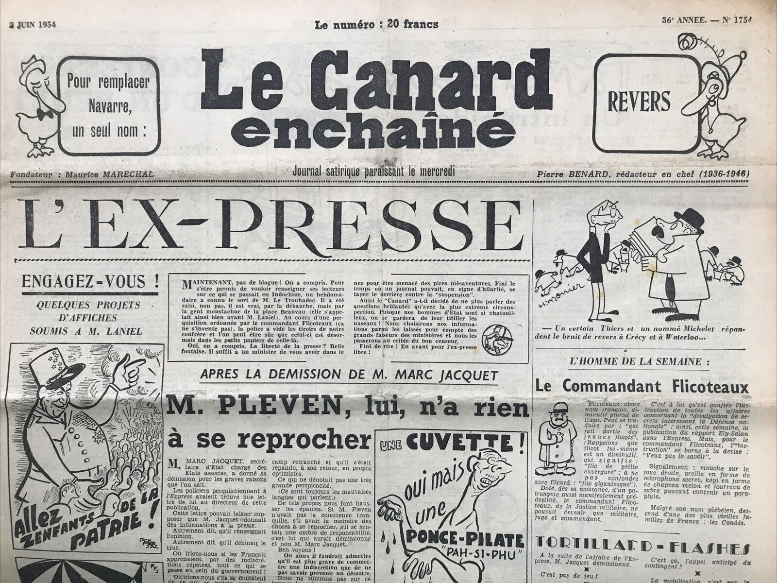 Couac ! | Acheter un Canard | Vente d'Anciens Journaux du Canard Enchaîné. Des Journaux Satiriques de Collection, Historiques & Authentiques de 1916 à 2004 ! | 1754