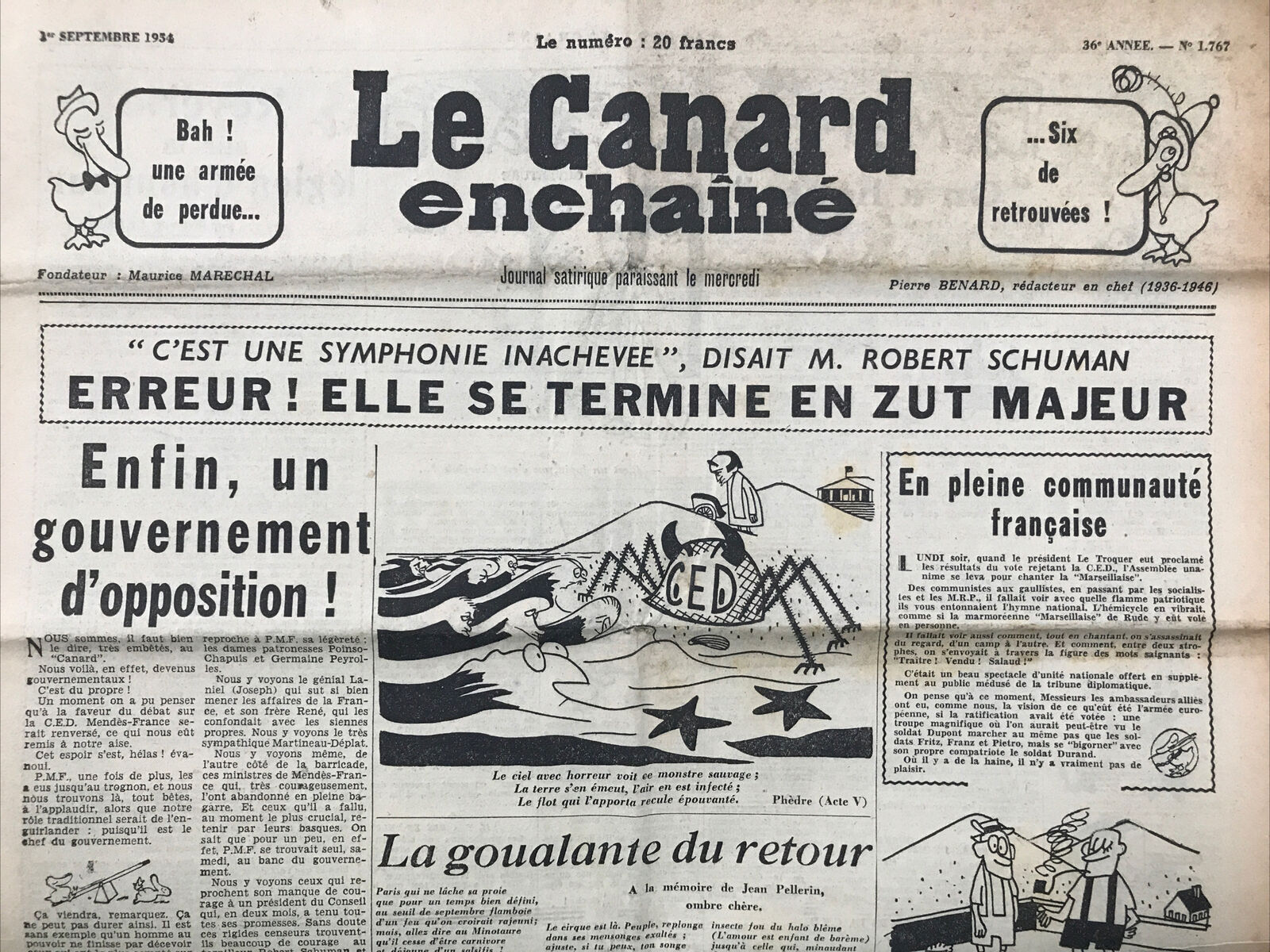 Couac ! | Acheter un Canard | Vente d'Anciens Journaux du Canard Enchaîné. Des Journaux Satiriques de Collection, Historiques & Authentiques de 1916 à 2004 ! | 1767