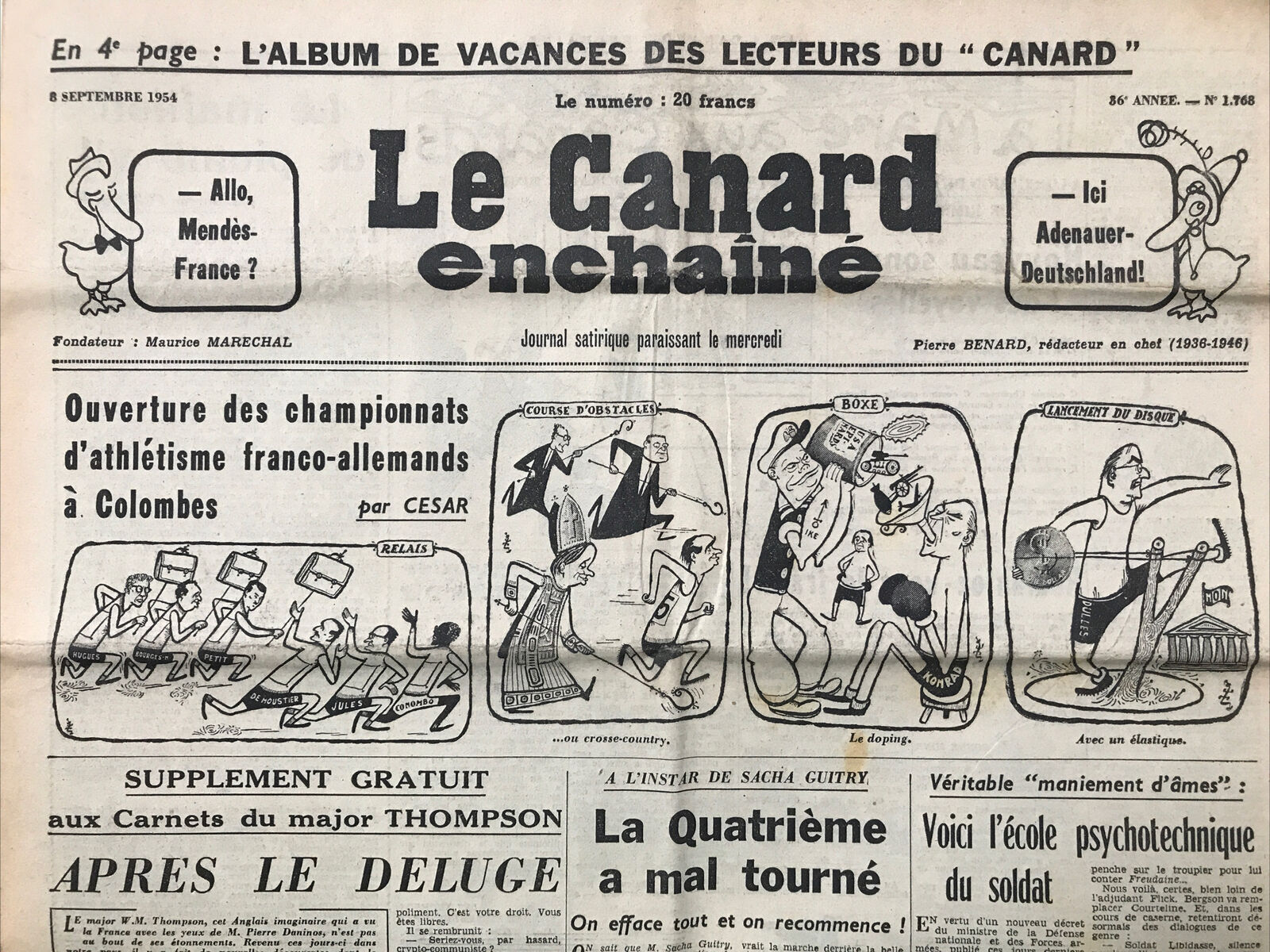 Couac ! | Acheter un Canard | Vente d'Anciens Journaux du Canard Enchaîné. Des Journaux Satiriques de Collection, Historiques & Authentiques de 1916 à 2004 ! | 1768