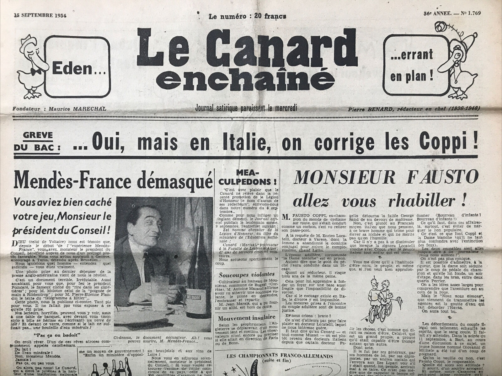 Couac ! | Acheter un Canard | Vente d'Anciens Journaux du Canard Enchaîné. Des Journaux Satiriques de Collection, Historiques & Authentiques de 1916 à 2004 ! | 1769