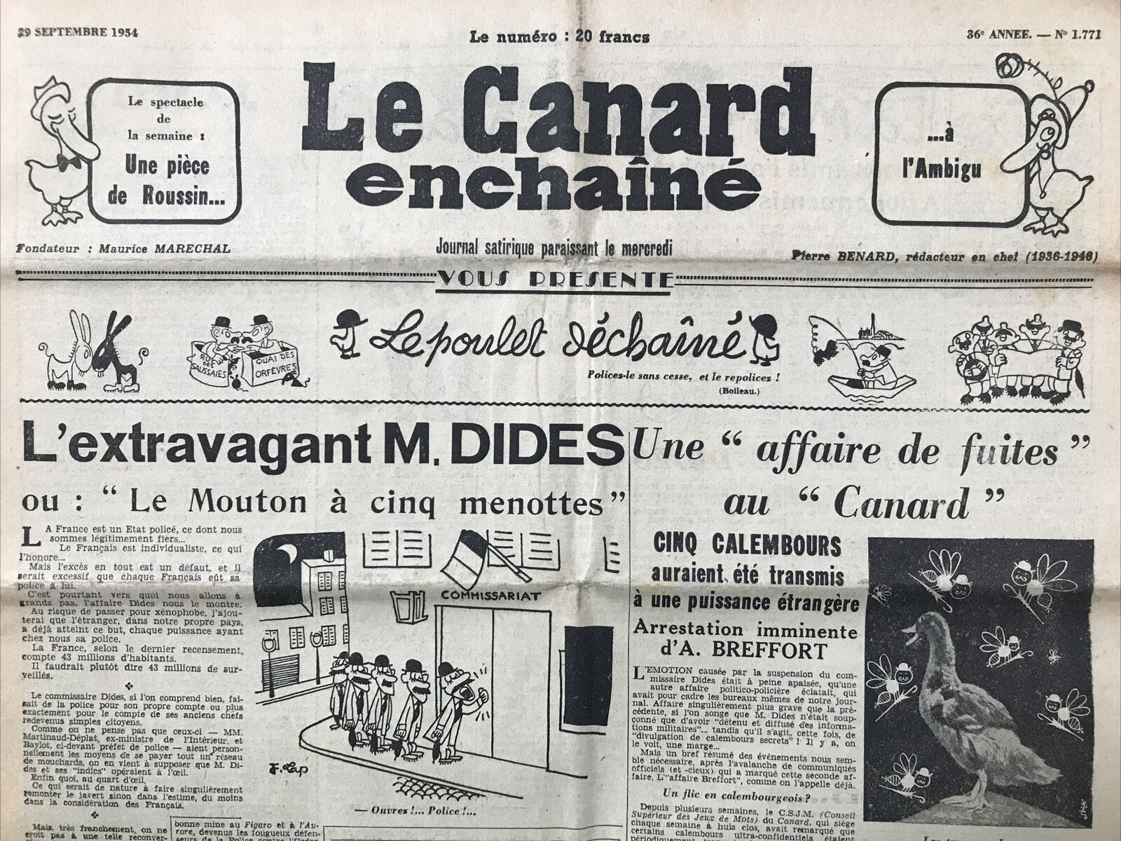 Couac ! | Acheter un Canard | Vente d'Anciens Journaux du Canard Enchaîné. Des Journaux Satiriques de Collection, Historiques & Authentiques de 1916 à 2004 ! | 1771