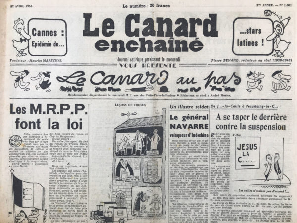 Couac ! | N° 1801 du Canard Enchaîné - 27 Avril 1955 | Au pommier d'Alain, par René Fallet - Les propos d'un Normand - | 1801