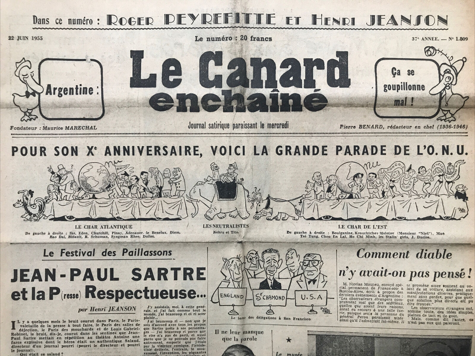 Couac ! | Acheter un Canard | Vente d'Anciens Journaux du Canard Enchaîné. Des Journaux Satiriques de Collection, Historiques & Authentiques de 1916 à 2004 ! | 1809