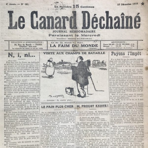 Couac ! | N° 181 du Canard Enchaîné - 17 Décembre 1919 | Nos Exemplaires du Canard Enchaîné sont archivés dans de bonnes conditions de conservation (obscurité, hygrométrie maitrisée et faible température), ce qui s'avère indispensable pour des journaux anciens. | 181