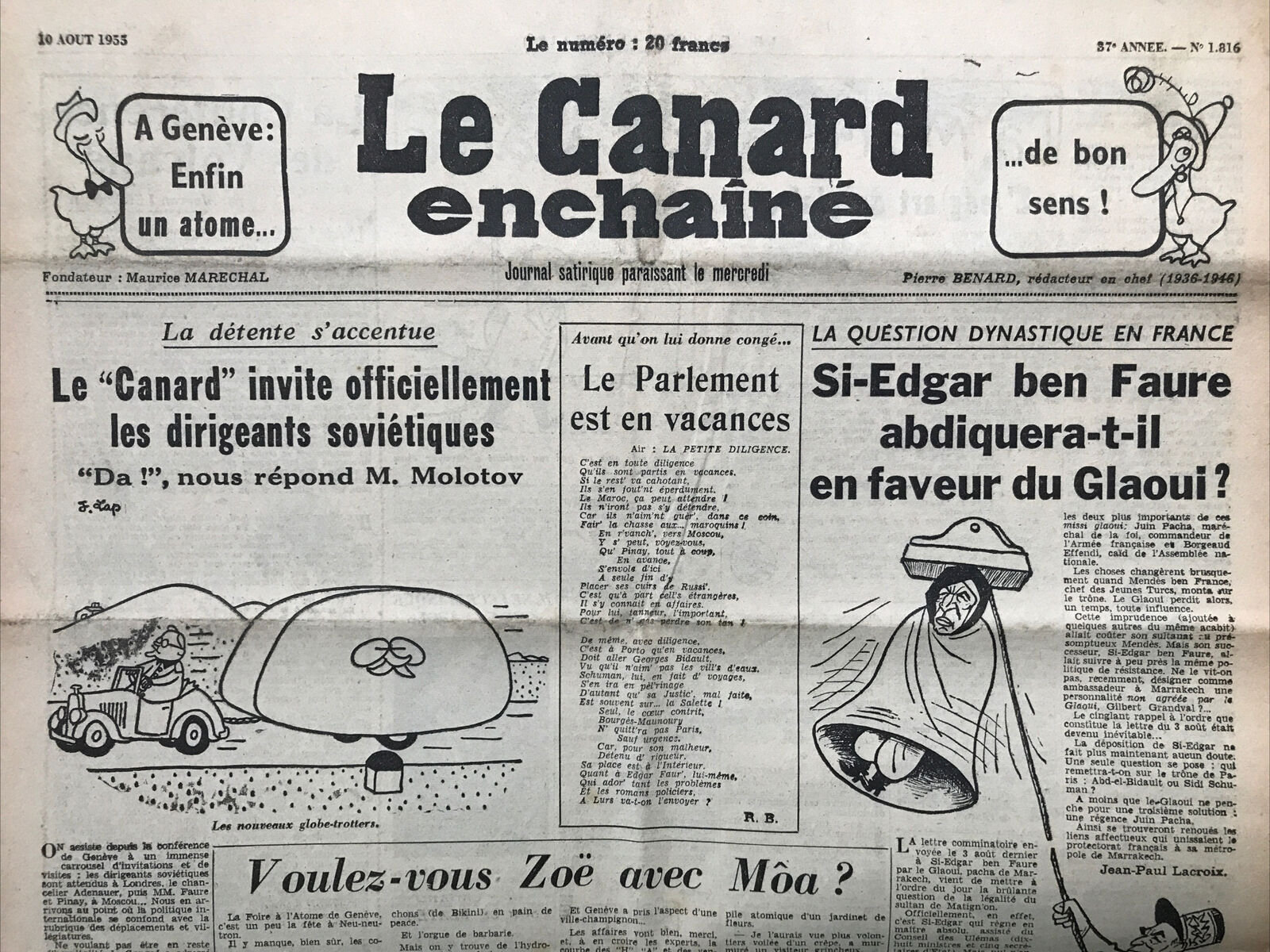 Couac ! | Acheter un Canard | Vente d'Anciens Journaux du Canard Enchaîné. Des Journaux Satiriques de Collection, Historiques & Authentiques de 1916 à 2004 ! | 1816