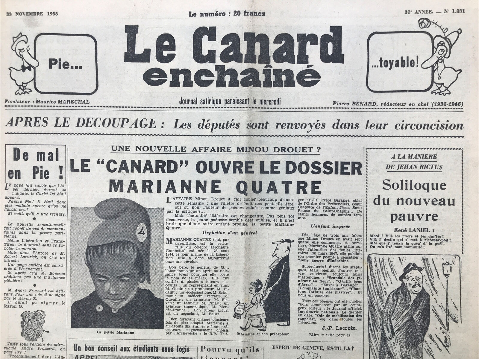 Couac ! | Acheter un Canard | Vente d'Anciens Journaux du Canard Enchaîné. Des Journaux Satiriques de Collection, Historiques & Authentiques de 1916 à 2004 ! | 1831