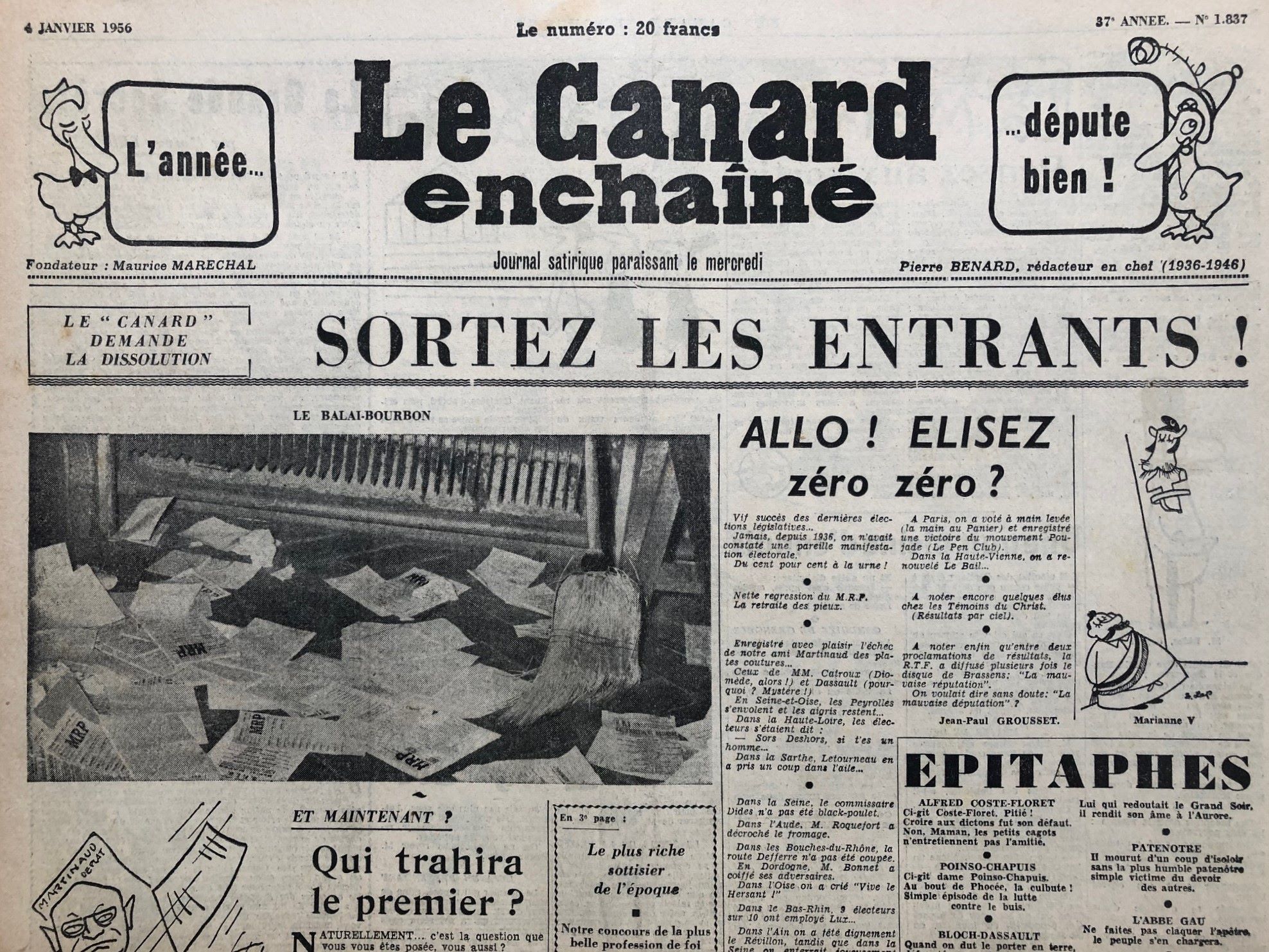 Couac ! | Acheter un Canard | Vente d'Anciens Journaux du Canard Enchaîné. Des Journaux Satiriques de Collection, Historiques & Authentiques de 1916 à 2004 ! | 1837 1