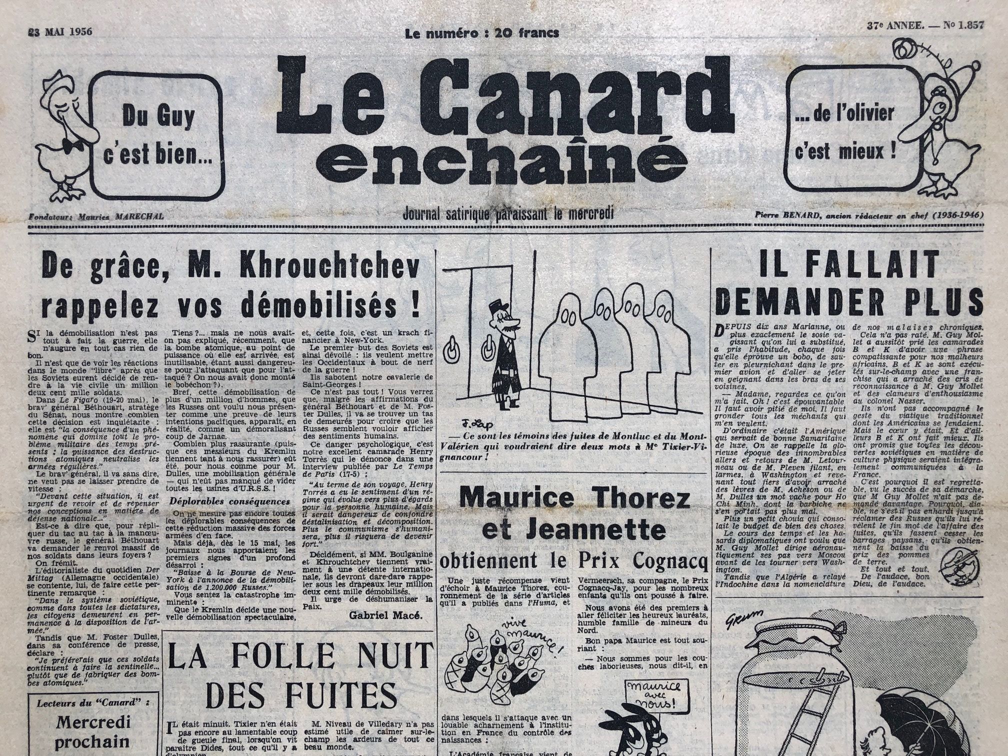 Couac ! | Acheter un Canard | Vente d'Anciens Journaux du Canard Enchaîné. Des Journaux Satiriques de Collection, Historiques & Authentiques de 1916 à 2004 ! | 1857 1