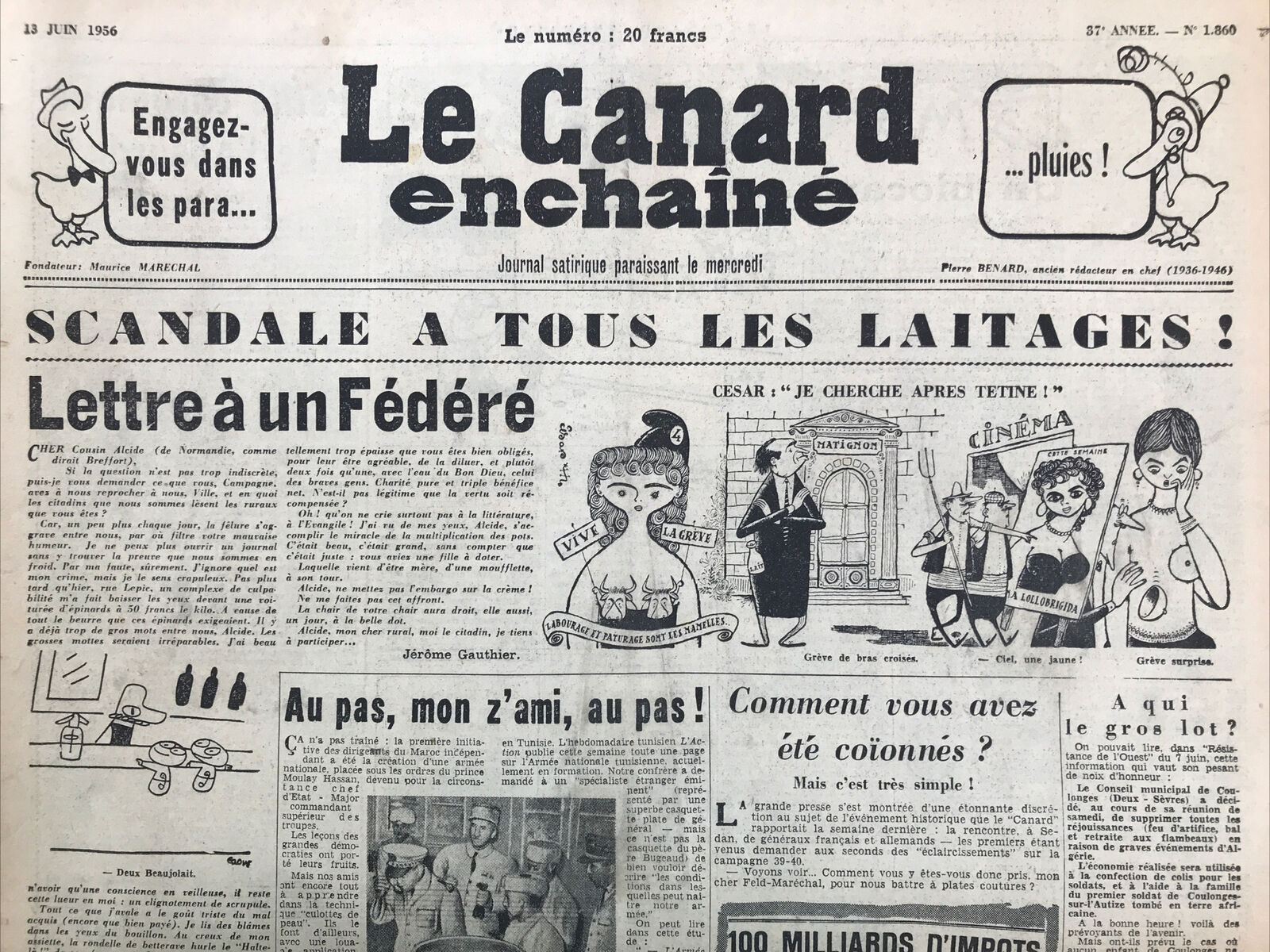 Couac ! | Acheter un Canard | Vente d'Anciens Journaux du Canard Enchaîné. Des Journaux Satiriques de Collection, Historiques & Authentiques de 1916 à 2004 ! | 1860