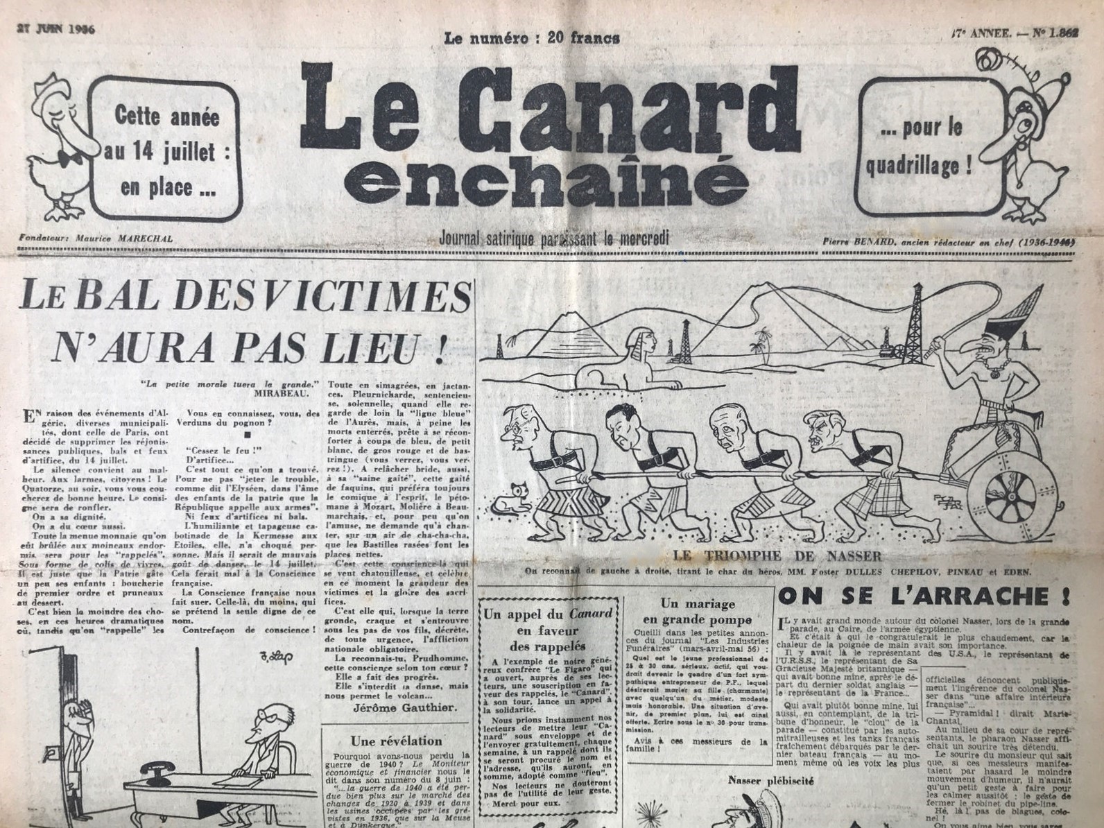 Couac ! | Acheter un Canard | Vente d'Anciens Journaux du Canard Enchaîné. Des Journaux Satiriques de Collection, Historiques & Authentiques de 1916 à 2004 ! | 1862 1