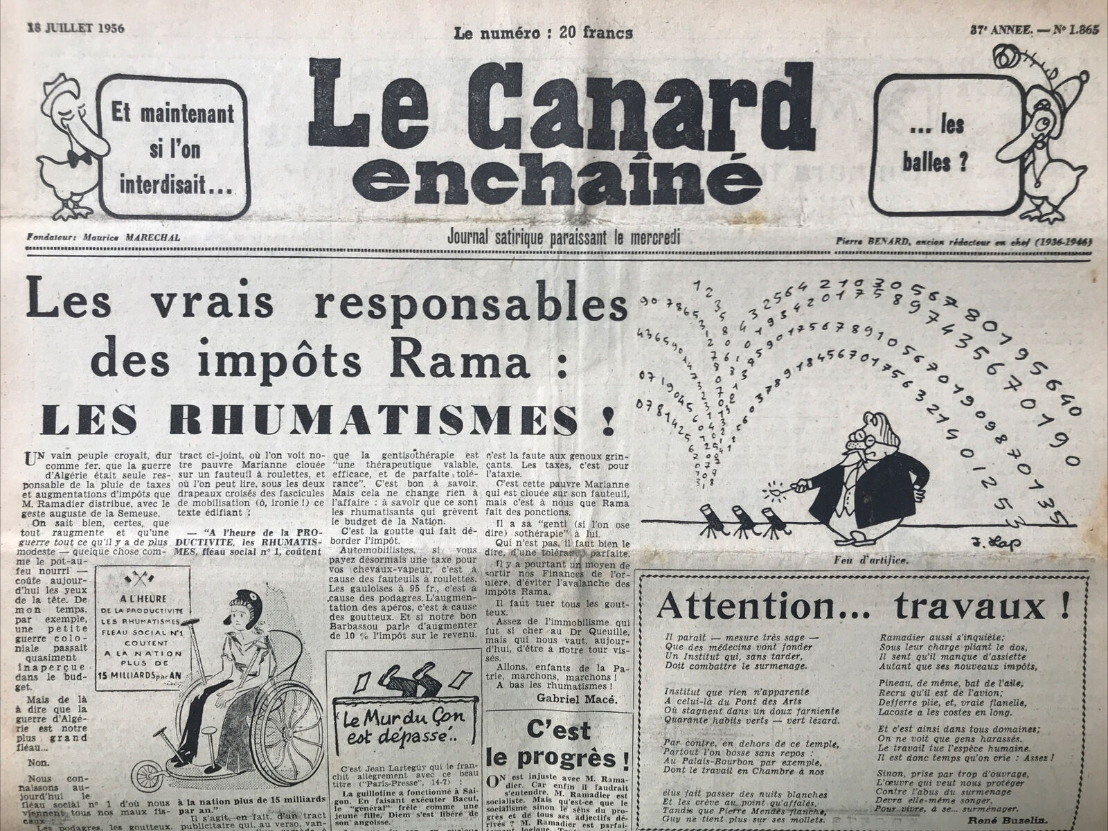 Couac ! | Acheter un Canard | Vente d'Anciens Journaux du Canard Enchaîné. Des Journaux Satiriques de Collection, Historiques & Authentiques de 1916 à 2004 ! | 1865