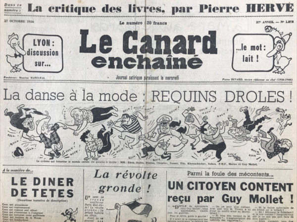 Couac ! | N° 1878 du Canard Enchaîné - 17 Octobre 1956 | Nos Exemplaires du Canard Enchaîné sont archivés dans de bonnes conditions de conservation (obscurité, hygrométrie maitrisée et faible température), ce qui s'avère indispensable pour des journaux anciens. | 1878