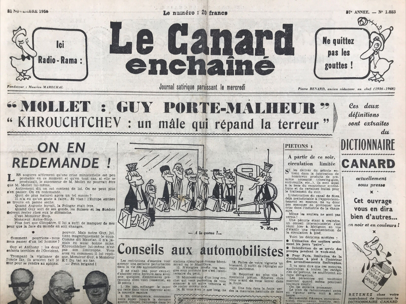 Couac ! | Acheter un Canard | Vente d'Anciens Journaux du Canard Enchaîné. Des Journaux Satiriques de Collection, Historiques & Authentiques de 1916 à 2004 ! | 1883