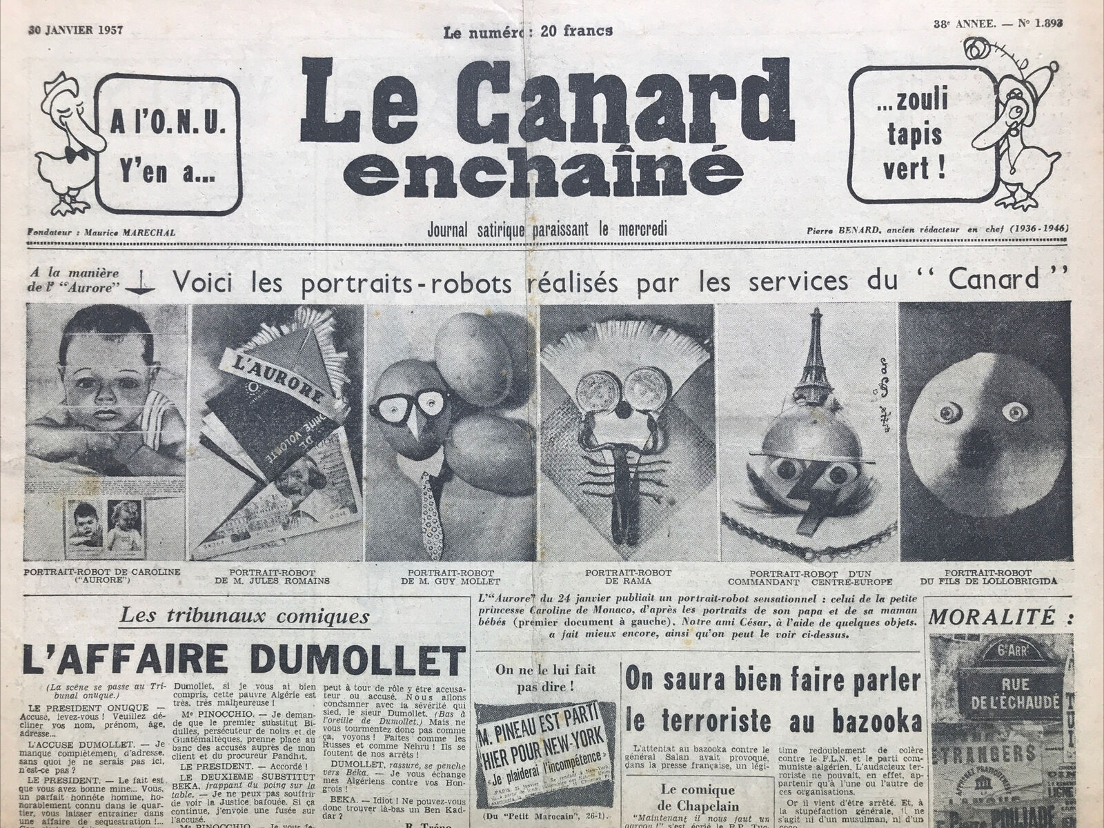 Couac ! | Acheter un Canard | Vente d'Anciens Journaux du Canard Enchaîné. Des Journaux Satiriques de Collection, Historiques & Authentiques de 1916 à 2004 ! | 1893