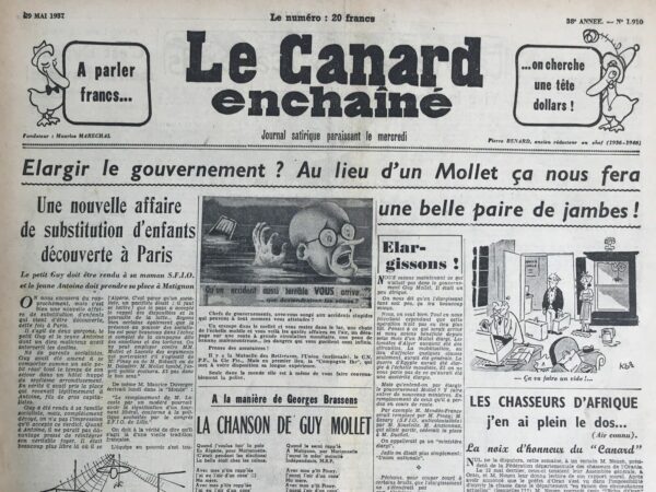 Couac ! | N° 1910 du Canard Enchaîné - 29 Mai 1957 | Nos Exemplaires du Canard Enchaîné sont archivés dans de bonnes conditions de conservation (obscurité, hygrométrie maitrisée et faible température), ce qui s'avère indispensable pour des journaux anciens. | 1910 e1723446549188