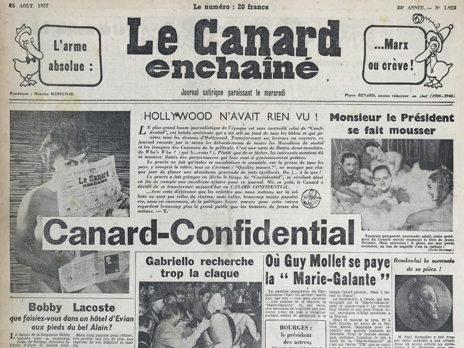 Couac ! | Acheter un Canard | Vente d'Anciens Journaux du Canard Enchaîné. Des Journaux Satiriques de Collection, Historiques & Authentiques de 1916 à 2004 ! | 1923 e1723447664823