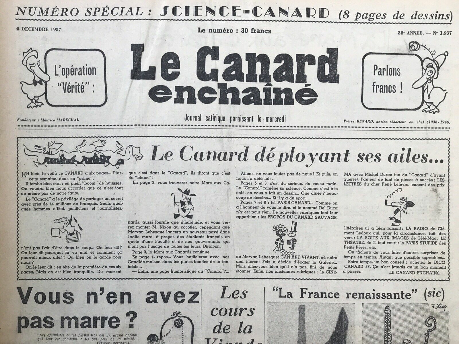 Couac ! | Acheter un Canard | Vente d'Anciens Journaux du Canard Enchaîné. Des Journaux Satiriques de Collection, Historiques & Authentiques de 1916 à 2004 ! | 1937 e1723449212716