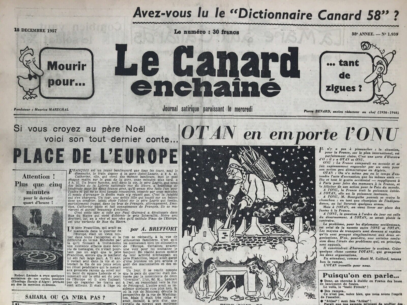 Couac ! | Acheter un Canard | Vente d'Anciens Journaux du Canard Enchaîné. Des Journaux Satiriques de Collection, Historiques & Authentiques de 1916 à 2004 ! | 1939 e1723449333427