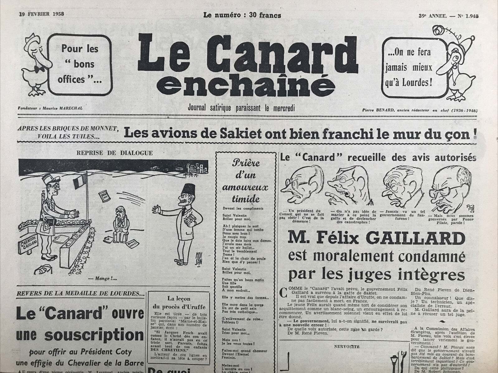 Couac ! | Acheter un Canard | Vente d'Anciens Journaux du Canard Enchaîné. Des Journaux Satiriques de Collection, Historiques & Authentiques de 1916 à 2004 ! | 1948