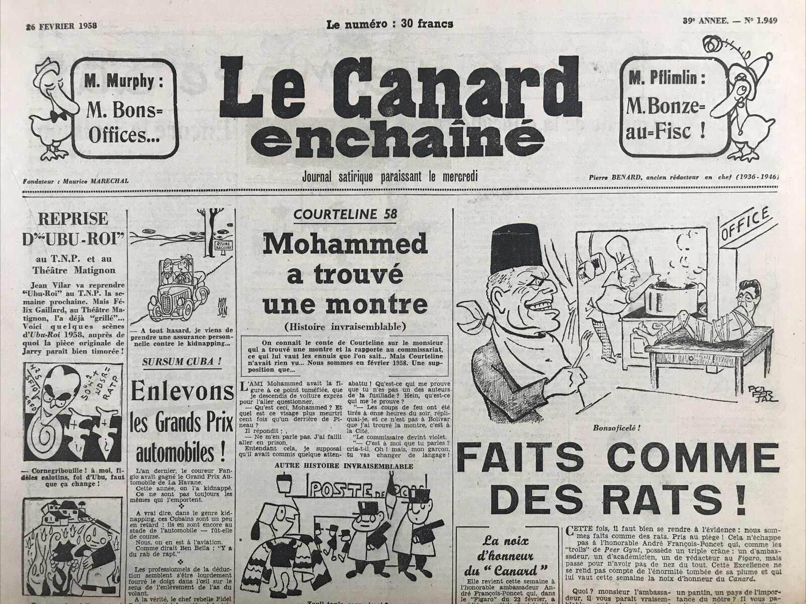 Couac ! | Acheter un Canard | Vente d'Anciens Journaux du Canard Enchaîné. Des Journaux Satiriques de Collection, Historiques & Authentiques de 1916 à 2004 ! | 1949