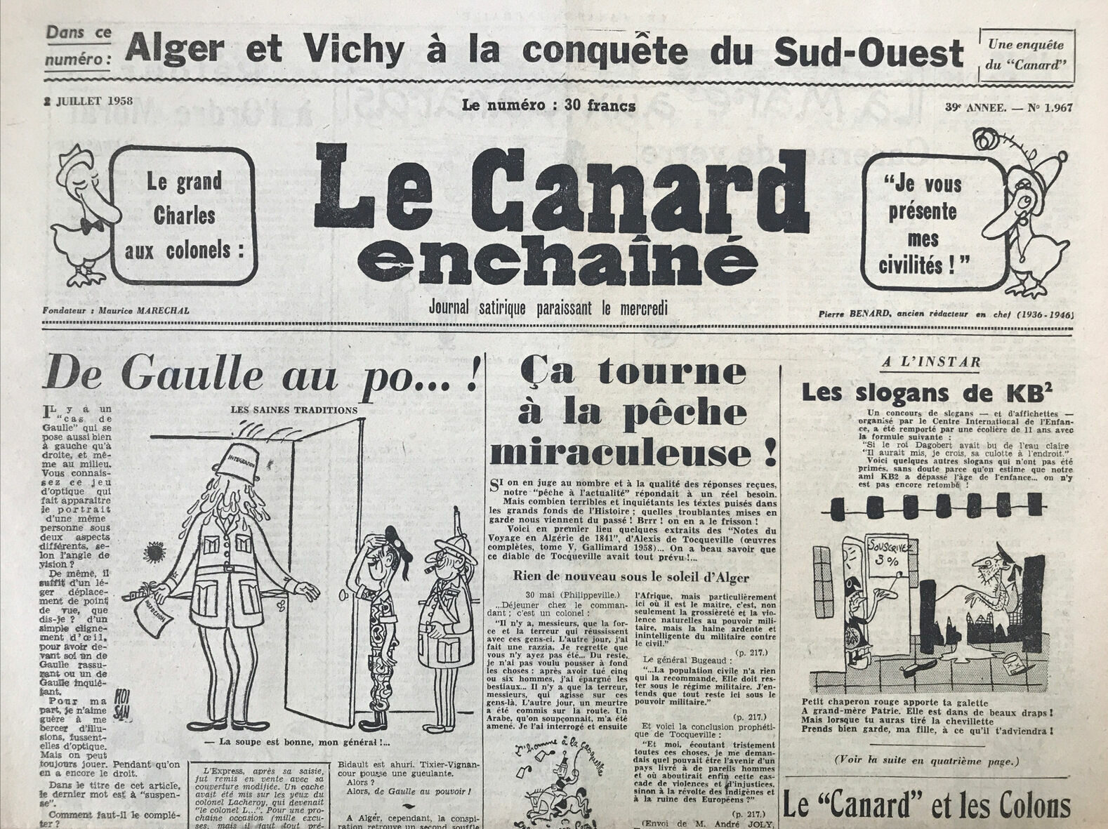 Couac ! | Acheter un Canard | Vente d'Anciens Journaux du Canard Enchaîné. Des Journaux Satiriques de Collection, Historiques & Authentiques de 1916 à 2004 ! | 1967 e1710753832836